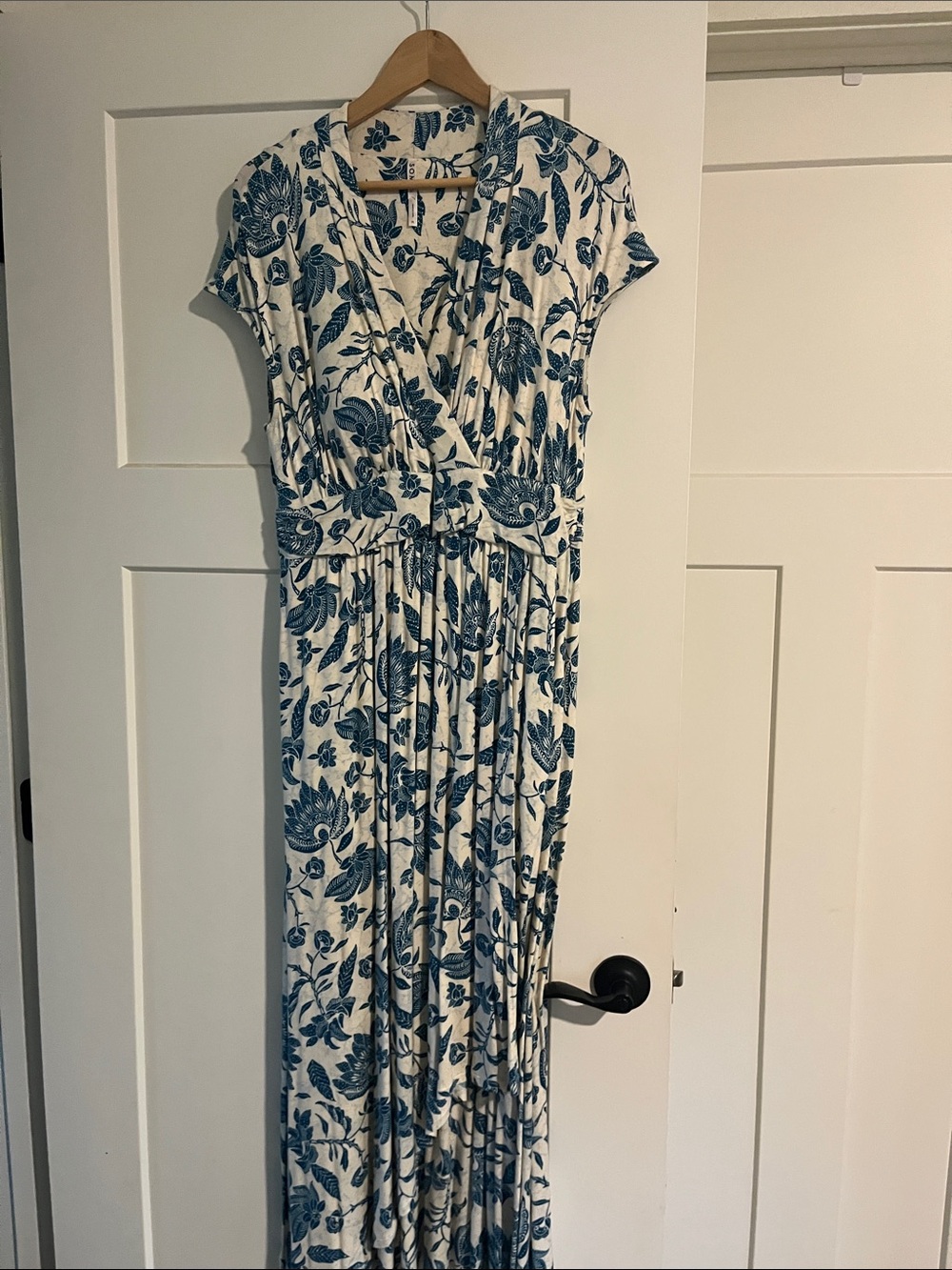 Soma White Maxi Dress with Blue Floral Print